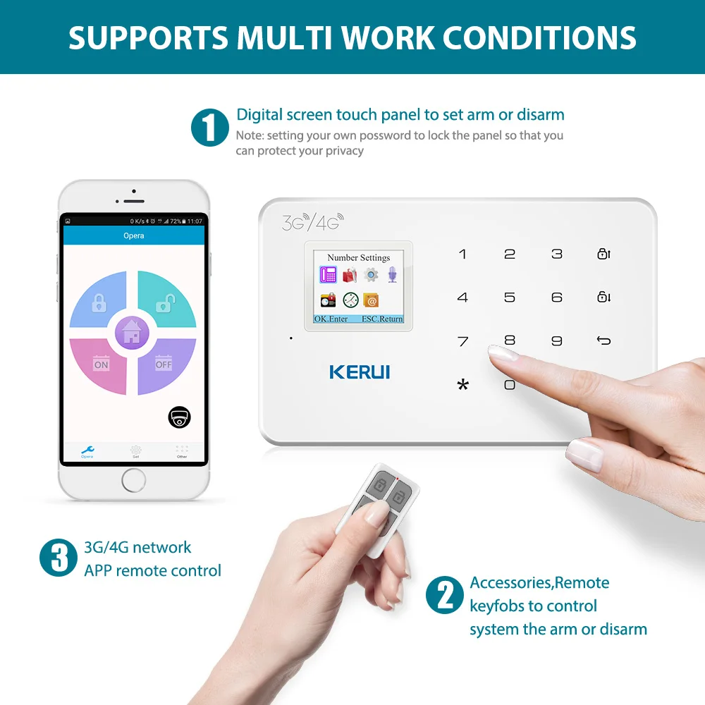 KERUI 1 7 дюймов TFT цветной экран G183 Беспроводная GSM 3G 4G сигнализация системы домашней