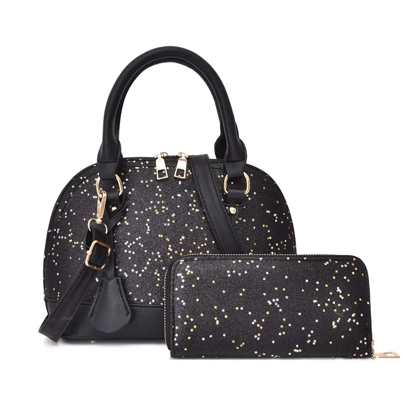 Женская сумка через плечо, сумка высокого качества из искусственной кожи, модная трендовая сумка, большая емкость, комплект из 2 предметов, MIWIND, новинка - Цвет: black