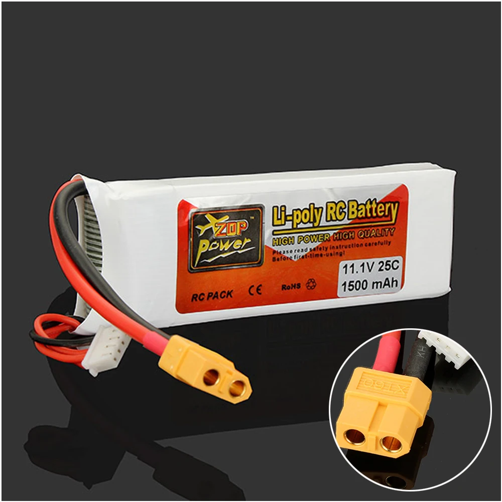 Аккумулятор ZOP Power LiPo 1 шт. 11 В 1500 мАч 25C XT60 разъем для радиоуправляемого
