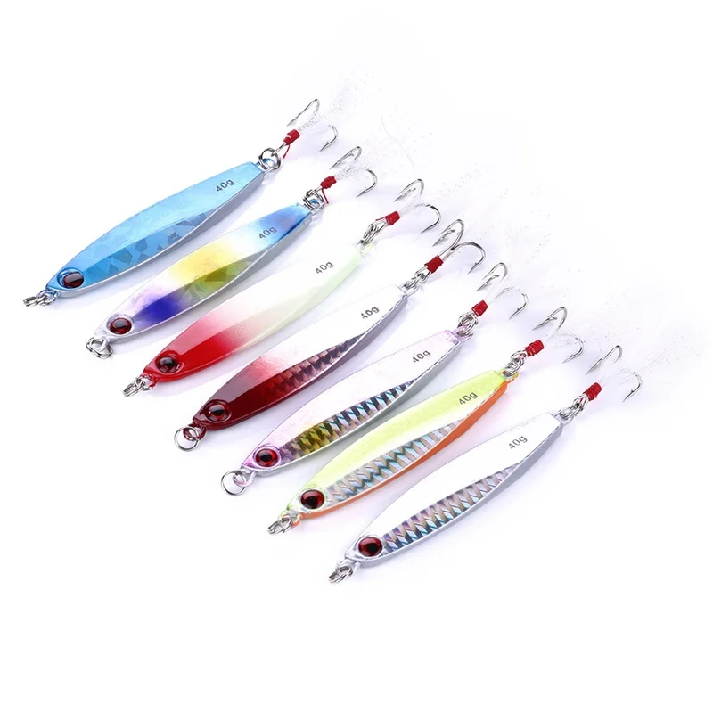 

7PCS wobblers metal jig fishing lure 8cm 40g Spinner artificial bait jigging hard lure swimbait wobbler sinkers for fishing