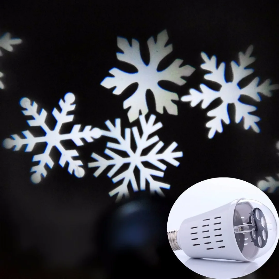 2019 Newest 4W 4 LED Moving Four Kinds Snowflake Xmas Landscape Laser Projector Lamp Bulb