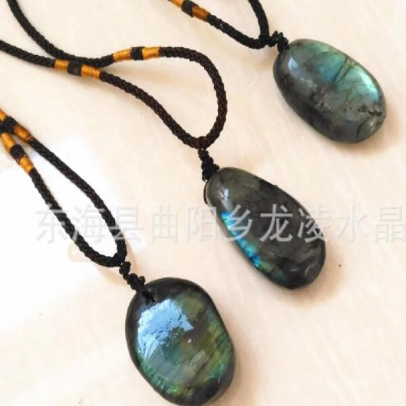 

Natural Labradorite Moonstone Stone Pendant Necklace Sunlight Stone