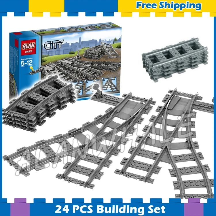 

City Trains Flexible Tracks and Switch Track Sets Model Building Blocks Curved Rails Kit Gifts Toys Compatible With lego