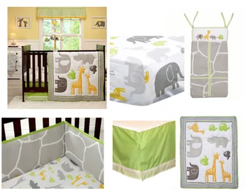 

Animals Collection 5p Crib Bedding & Bumper Set Unisex Baby Gift New Juegos De Cuna Para Bebe Baby Crib Bedding Set Baby Beds