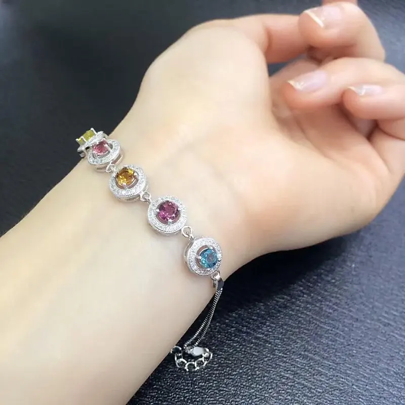 

2017 Sale Qi Xuan_Tourmalin Stones Luxury Bracelets_S925 Solid Silver Fashion Tourmaline Bracelets_Manufacturer Directly Sales