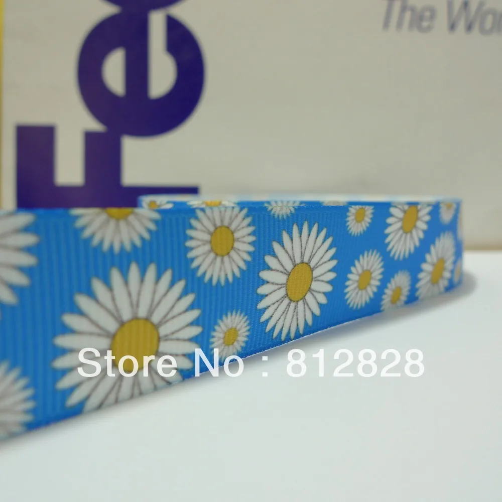 25 Yards 7/8'' 22mm Sublimation Printing Daisy Grosgrain Ribbon