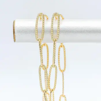 

Gold Oval Loop Link Chain 6mm, 18K Real Gold plated Brass, Oval Link Size 20x6mm (#LK-226-1)/ 1 Meter=3.3ft