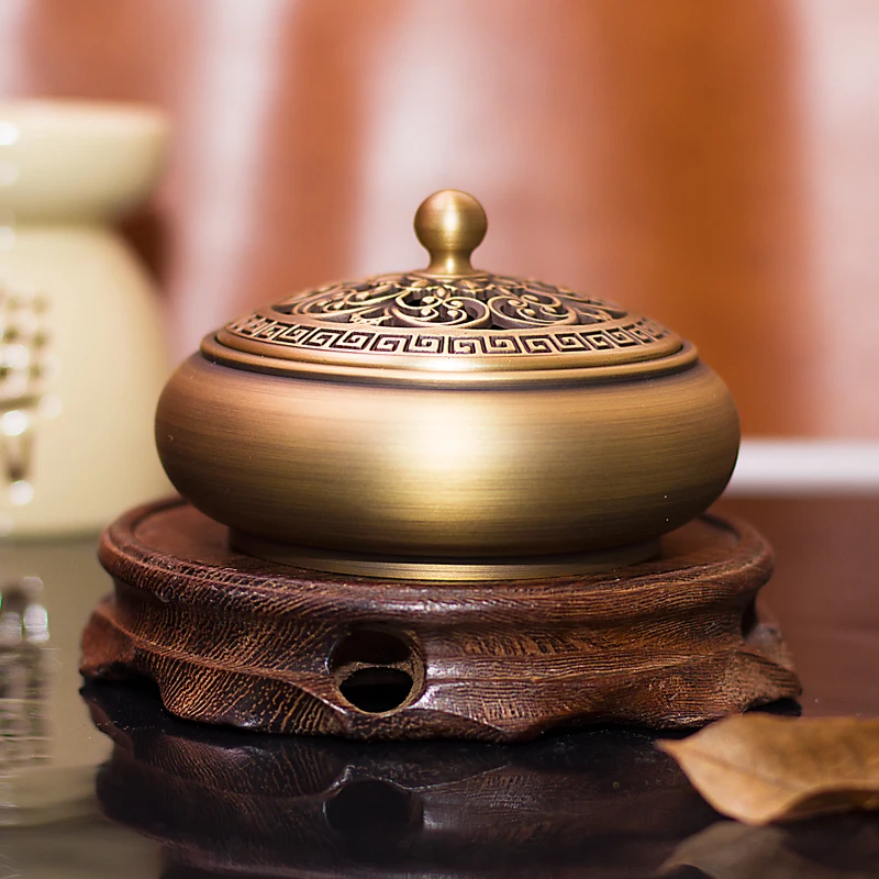 Copper Incense Burners Home Indoor Buddha Seal Aromatherapy Furnace