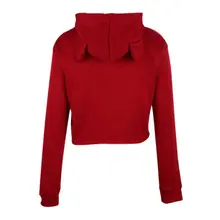 Женская обувь для девочек-подростков; милая дышащая толстовка с кошачьими ушками; укороченный топ; толстовки с капюшоном; пуловер с длинными рукавами