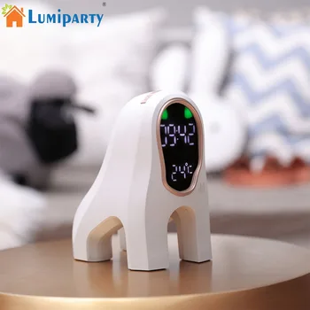 

LumiParty USB Charging Smart LED Night Light Cartoon Music Alarm Clock Sound Sensor Desktop Clock Temperature Display Decoration