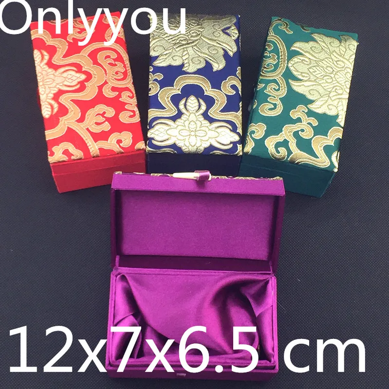 

Craft Rectangular Chinese Silk Fabric Gift Box for Watch Bracelet Case Jewelry Trinket Storage Box Necklace Packaging Box 12x7x6