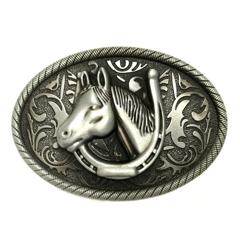 Western style horseshoe horse Cowboy belt buckle metal Retail wholesale custom buckle-in Men&#39;s ...