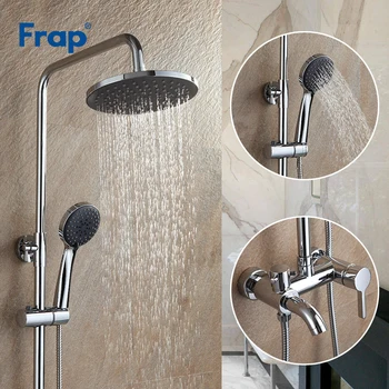 Frap Bathroom Shower Faucet Rainfall Shower Set System Bath Mixer Tap With Hand Sprayer Shower Panel Wall Mounted Griferia F2416 frap digital bathroom shower mixer with display bath shower faucet system set wall mount mixer digital display shower panel