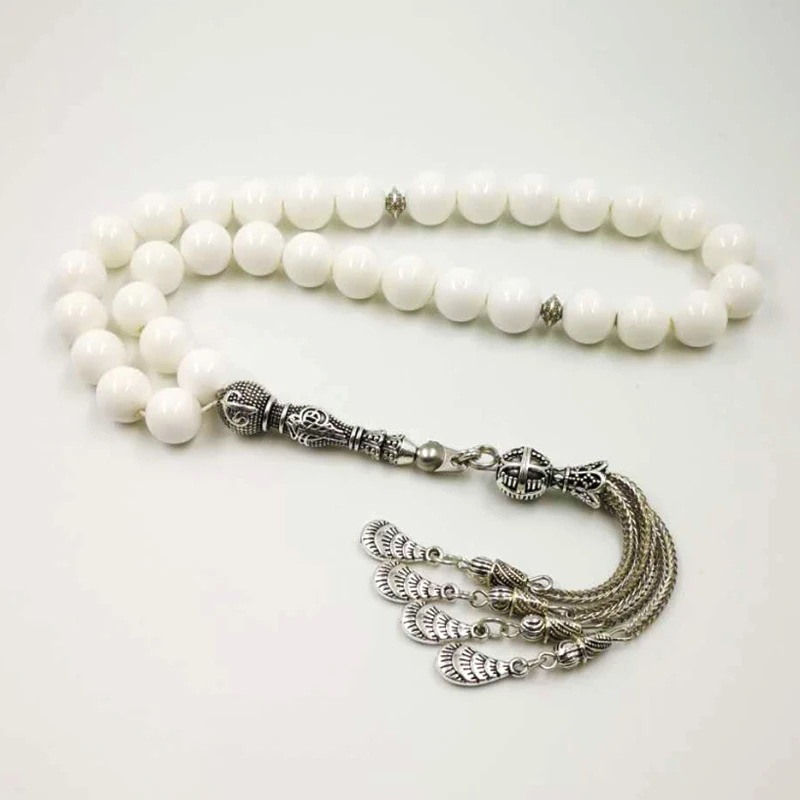 

2019 New Pure White shell Tasbih gift for March 8 bracelets for women prayer beads 33 66 99beads tespih islam women bracelet