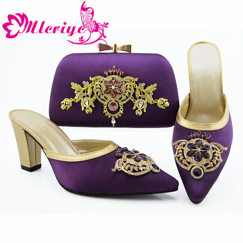 

Italian Designer Shoes and Bags Matching Set Decorated with Appliques Nigerian Shoes and Matching Bags Ladies Sandals with Heels