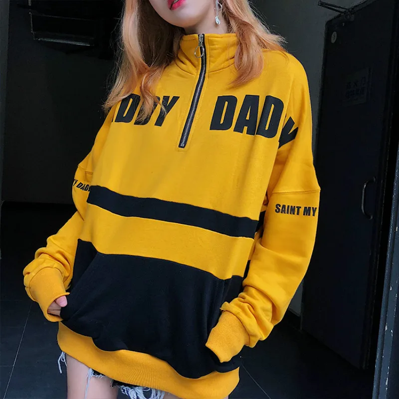 

Harajuku Fashion Hoodies Women Zipper Letter Print Sweatshirt Female Casual Loose Pullover Hoodies Autumn Winter Sudaderas Mujer