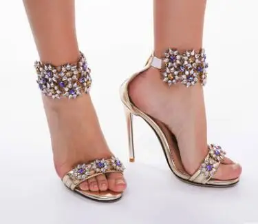 

Moraima snc 2019 new open toe rhinestone sandals Cover Heels Crystal Fashion Party Sandals Wedding Shoes