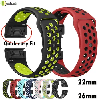 

22 26mm Silicone Watch Band Easy Quick Fit Strap for Garmin Fenix 3 3HR/Fenix 5X/Fenix 5X Plus/S60/D2/MK1/Fenix 5/5 Plus wrist