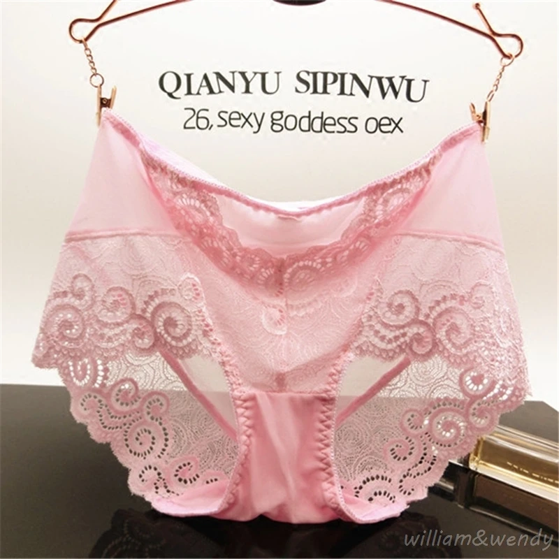 Women Sexy Lace Garland Panties See Through Briefs Female Underwear