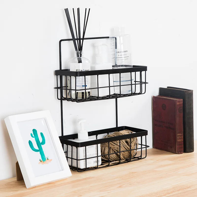 Wire Metal Storage Shelf Rack Iron Wooden Wall Shelf Living Room Kitchen Wall Decoration Storage Rack Home Wall Hanging Grid Panel Hanging Tray Wall Mount Kitchen Bathroom Bin Organizer Shelf Baskets Baskets