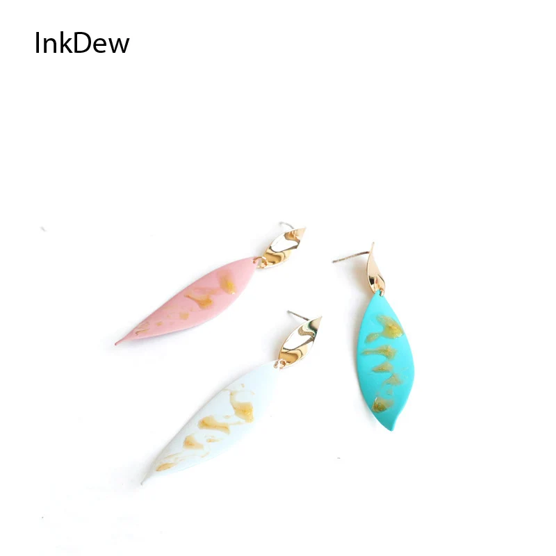 

GWACC Fashion Handmade Long Painted Willow drop Earrings Creative Doodle Leaves Earrings For Women Summer Style Jewelry 2019