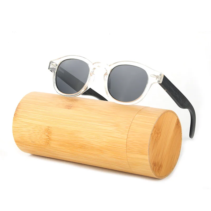LONSY ручной работы Оригинальные круглые бамбуковые солнцезащитные очки женские роскошные брендовые Дизайнерские деревянные солнцезащитные очки поляризационные мужские солнцезащитные очки oculos de sol feminino - Цвет линз: C19 With Case