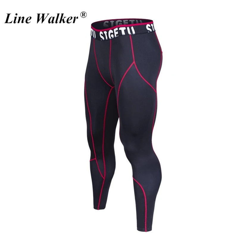 Linie Walker Gym Leggings Compression Fitness Hosen Bodybuilding Sport Strumpfhosen Hose Lauf Hosen für männer Sport Tragen