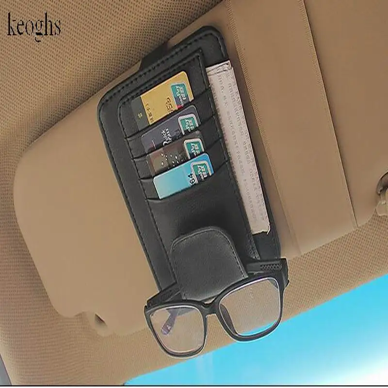 Multi function PU sunglass holder for car eyeglass glasses holder car