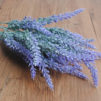 

4 Colors Plastic Materials Artificial Lavender Grass Leaf Bouquet Fake Green Herbs Plant for Wedding Christmas Home Wall Decor