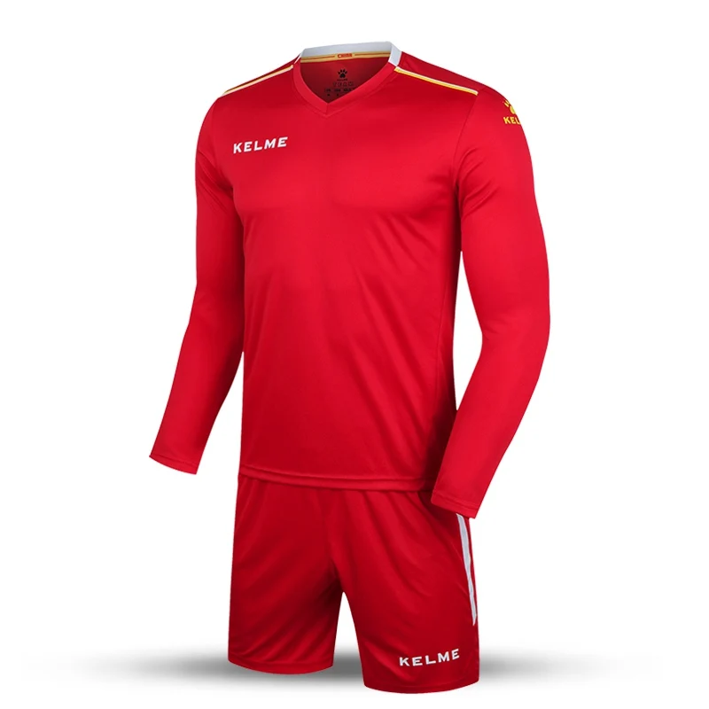 

2016 Wholesale Kelme K16Z2004L Men Autumn Long Sleeve Thin Training Light Board Team Football Jersey Suit Red