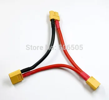 

10CM 14 awg silicone XT60 Serial cable XT60 Female jack to 2 Male plug cable