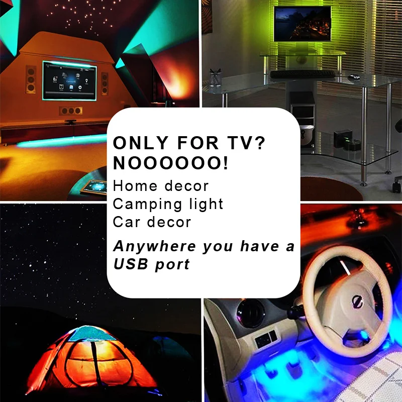 2X50cm USB RGB LED Strip 5050 SMD Waterproof Flexible LED Backlight TV Kit Flat Screen LCD Desktop Computer LED TV Backlighting
