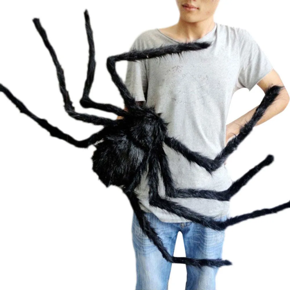 

30/50/75cm Large Spider Of Wire And Plush Funny Joking Spidery Props Haunted House Props For Halloween Party Decorations