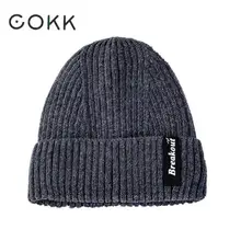 COKK, шерстяные вязаные шапочки, шапка для мужчин и женщин, бархатная теплая вязаная зимняя шапка, унисекс, Skullies Beanies, шапка в стиле хип-хоп, новинка