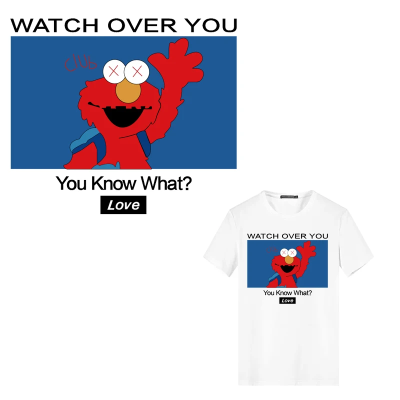 

Cute Red-haired Monster Sesame Street Thermo Stickers on Clothes Iron on Patches Decor DIY T-shirt badges heat transfer stickers
