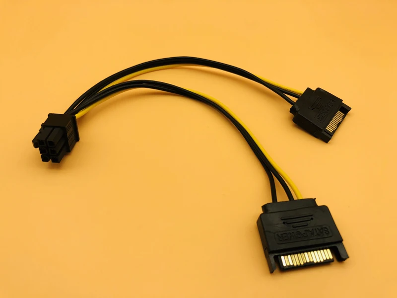 Dual SATA 15Pin Male to 6pin PCI-E PCIe PCI Express Graphics Video Display Card Power Cable for ETH BTC Mining | Компьютеры и офис