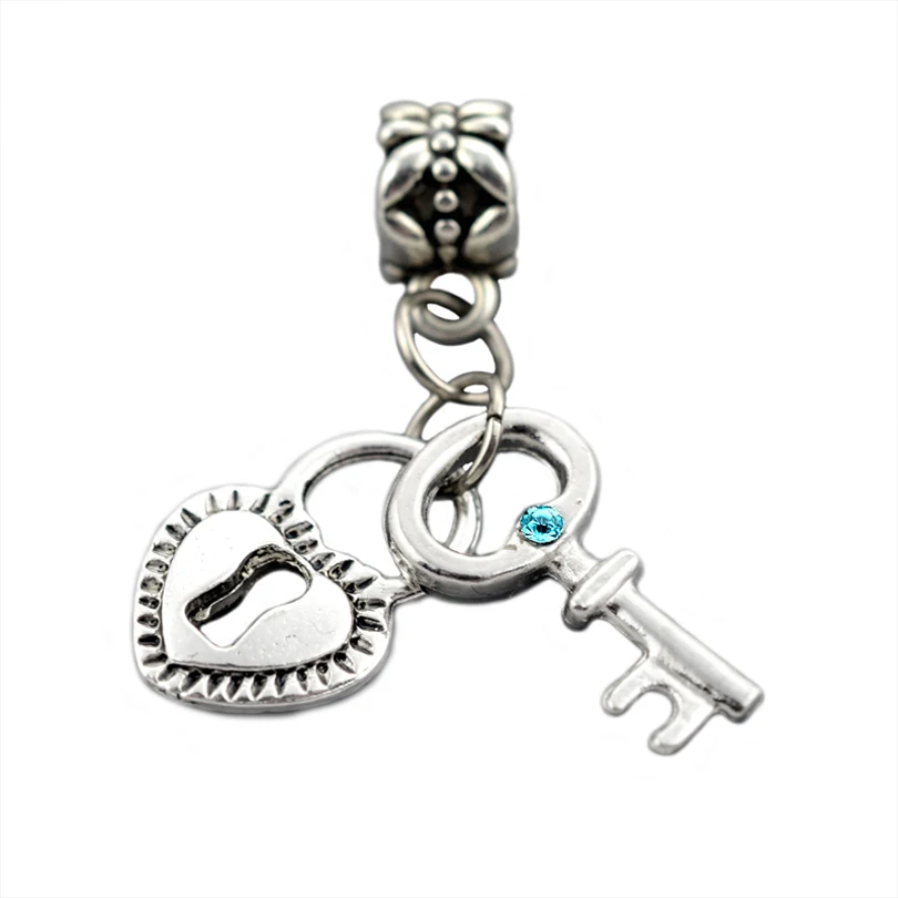 Buy Silver Plated Heart Lock and key Pendant Charms