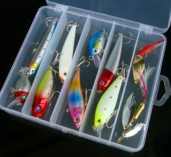 

10PCS Mix Lure Spoon Crankbait Minnow Popper Fishing Fish box set