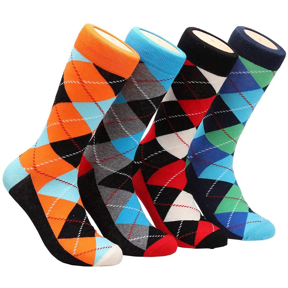 Novelty Argyle Cotton Sock Business Patterned Dress Socks Size 6 11 A301in Stockings from