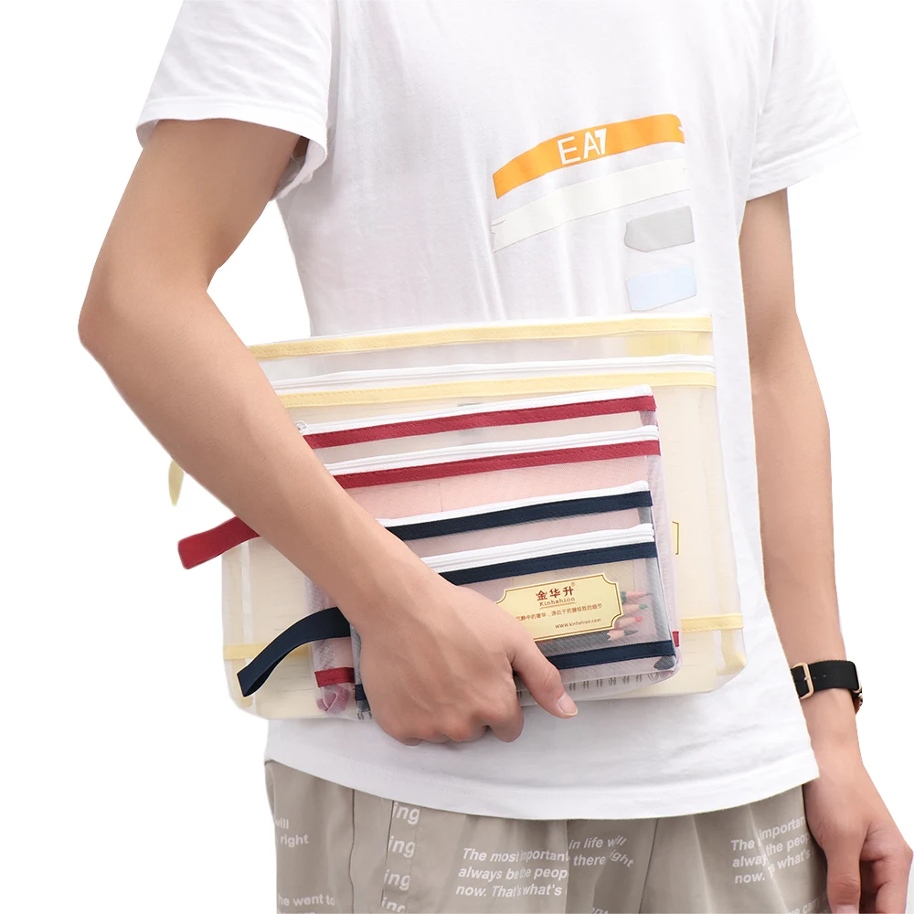 Красочные A4/A5/A6 нейлоновая сетка файл документов двойной карман Карандаш чехол на молнии сумка для ноутбука офисные канцелярские принадлежности хранения