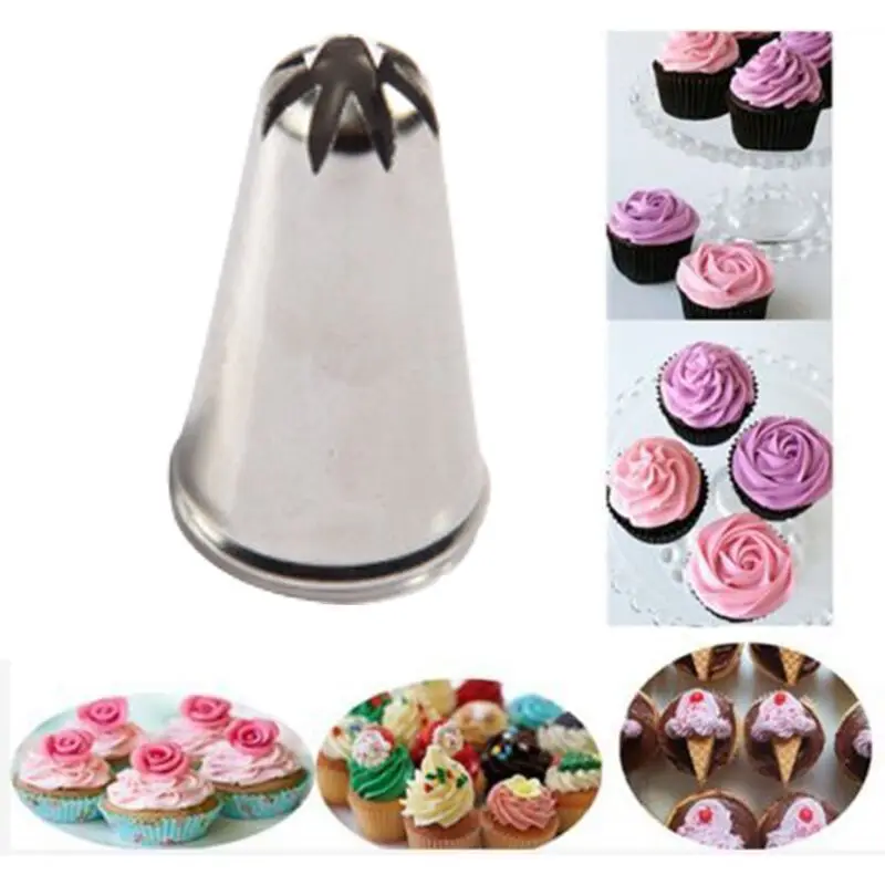 1pc Drop Rose Flower Cup Ice Cream Piping Tip Nozzle Cake