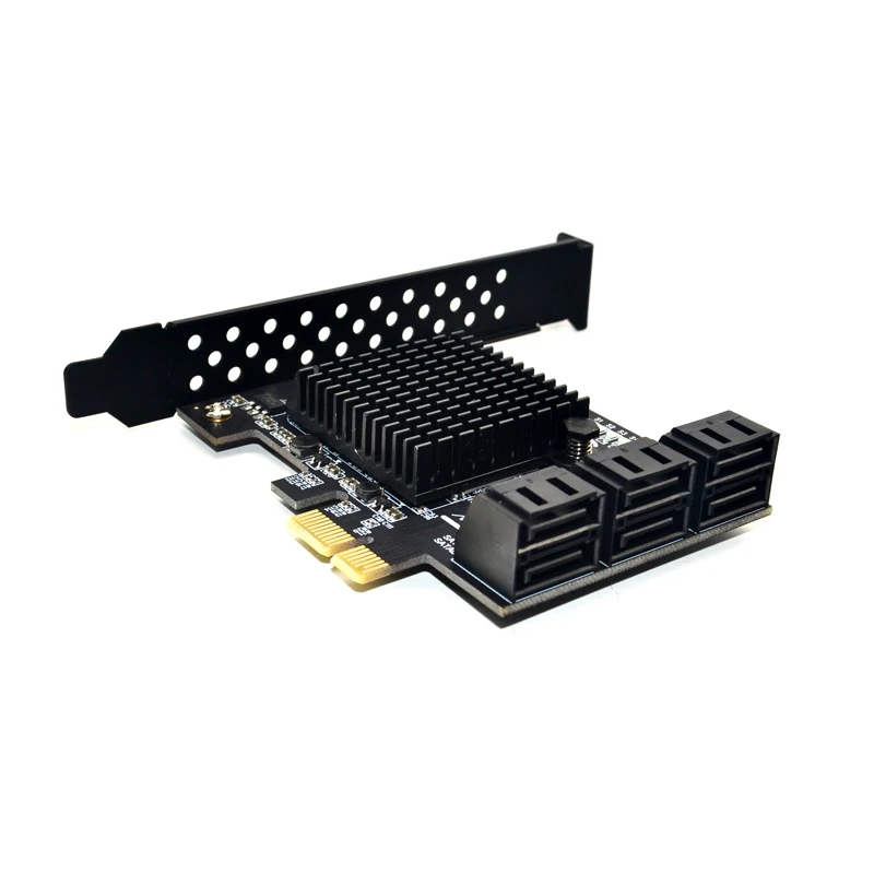 Marvell 88SE9215 чип 6 портов SATA 3,0 Для PCIe Плата расширения PCI Express SATA адаптер SATA 3 конвертер с теплоотводом для HDD - Цвет: Черный