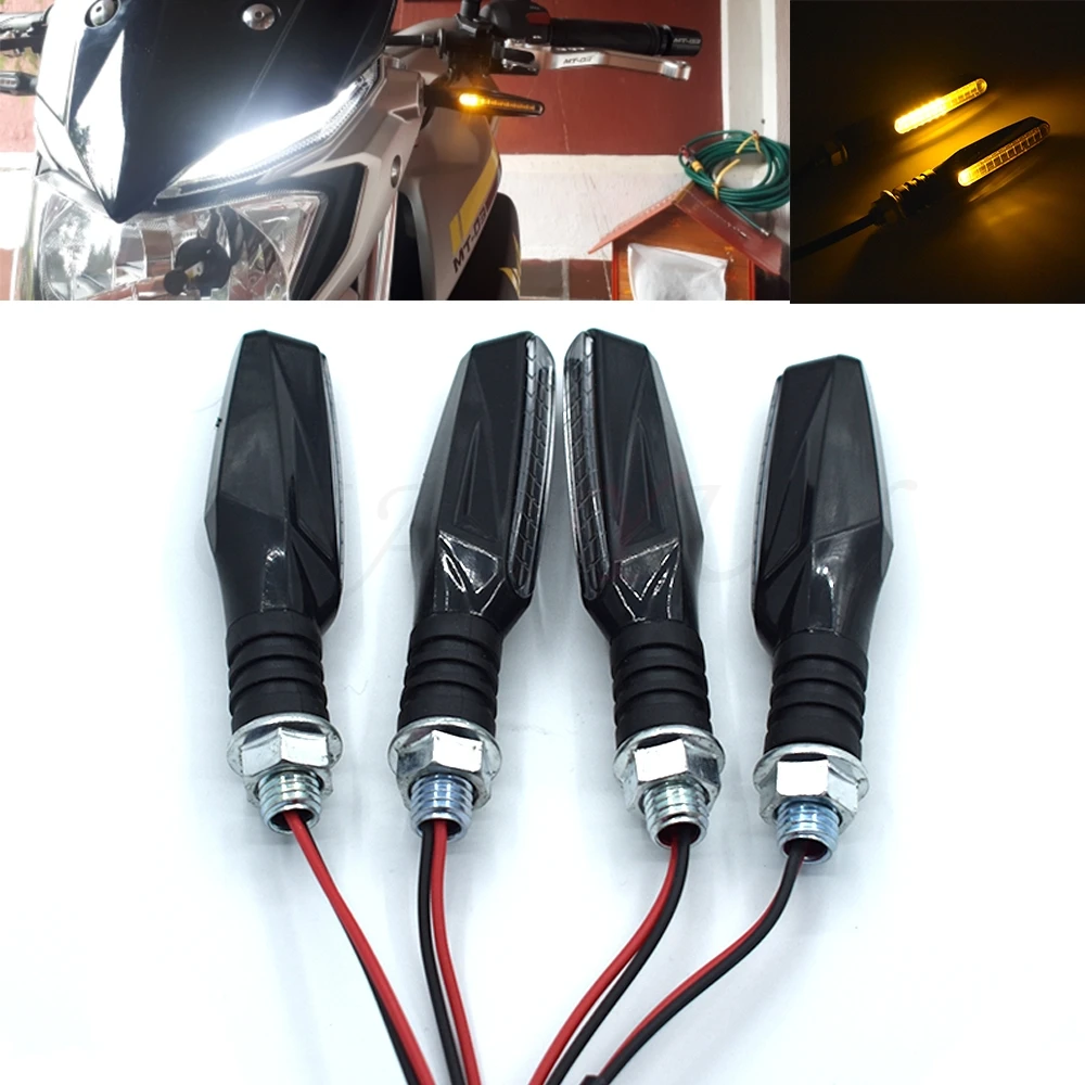 

Universal Motorcycle LED Flexible Flow Steering Signal Indicator Amber Light For Kawasaki Ninja 500R ZX9R ZXR400 ZZR600 Z750S