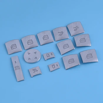 

CITALL 14pcs Fit For Mercedes Benz A B E Class GLK GLA CLA GLE ML GL Silver Car ABS Door Window Lift Switch Button Trim Cover