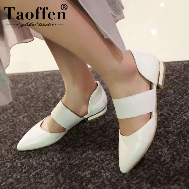 

TAOFFEN Office Lady Pointed Toe Women Basic Flat Women Shoes Slip-On Solid Color Single Simple Shoes Ladies Plus Size 31-47