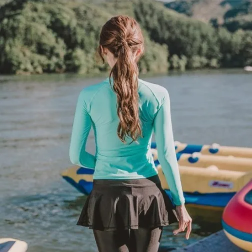 ملابس السباحة تنصهر الاستحمام دعوى طويلة الأكمام السباحة قميص للفتيات Rashguard ملابس السباحه النساء جديد تنورة السراويل تصفح 2019 الصلبة