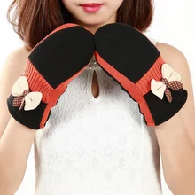 Элегантные женские основовязаное трикотажное бархат Сенсорный экран перчатки женские зимние теплые кашемировые Длинные Полный палец велосипедные перчатки варежки L49