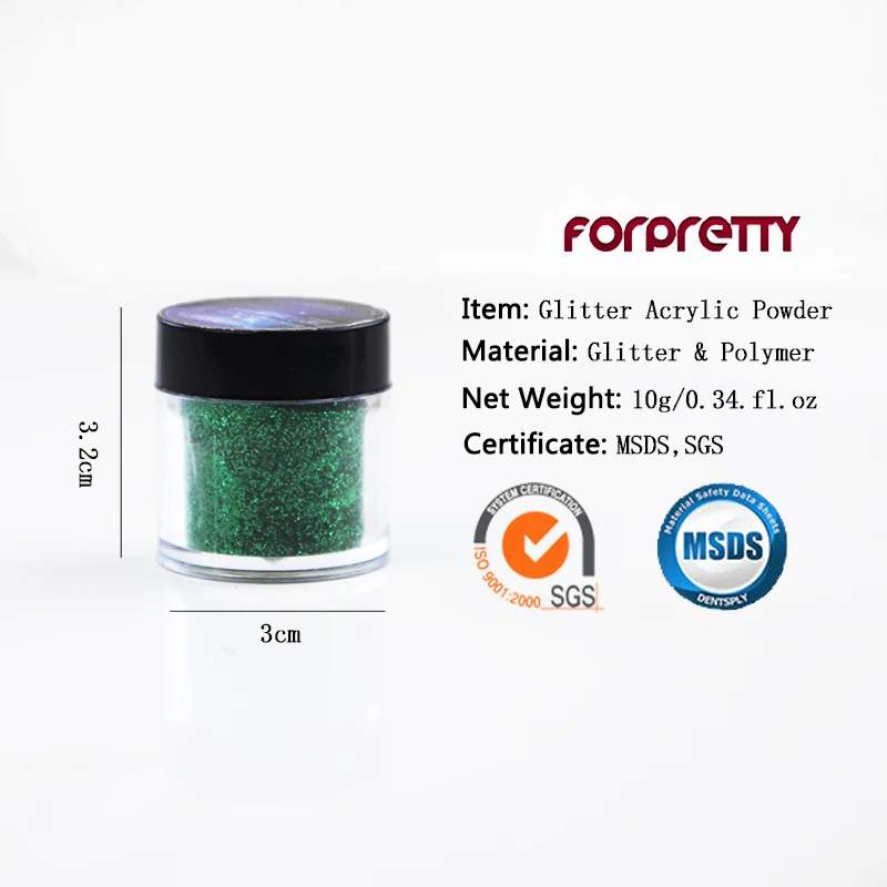 Блестки для дизайна ногтей FORPRETTY погружение акриловый порошок Unha Nails Polvo Acrilico цветной Nagel Poeder Akril Pudra Poudre Pour Ongle