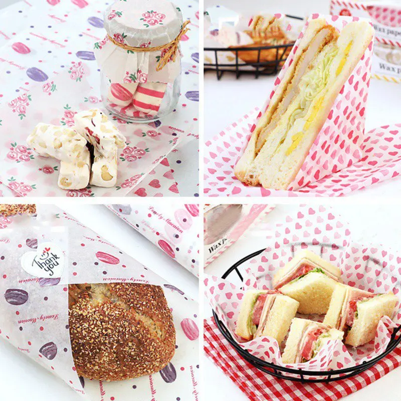 50Pcs/Lot Wax Paper Food Grade Grease Wrappers Wrapping For Bread Sandwich Burger Fries Oilpaper Baking Tools|Принадлежности для