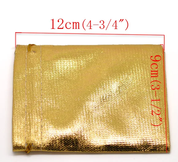 Doreen Box Подарочные сумки золотого цвета из сатина с шнурком 12x9 см (4 3/4 &quotx3 1/2&quot) 100